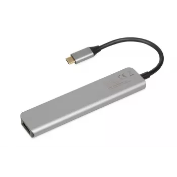 Stacja dokująca IBOX IUH3SL4K USB Type-C 5 Gbit/s, HDMI 4K@30Hz, PD do 100W, 2x USB-A, 2x USB-C, czytnik kart, srebrna
