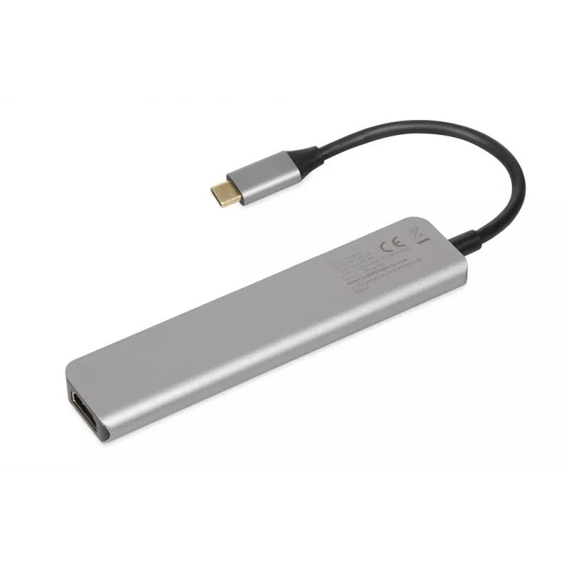 Stacja dokująca IBOX IUH3SL4K USB Type-C 5 Gbit/s, HDMI 4K@30Hz, PD do 100W, 2x USB-A, 2x USB-C, czytnik kart, srebrna