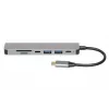 Stacja dokująca IBOX IUH3SL4K USB Type-C 5 Gbit/s, HDMI 4K@30Hz, PD do 100W, 2x USB-A, 2x USB-C, czytnik kart, srebrna