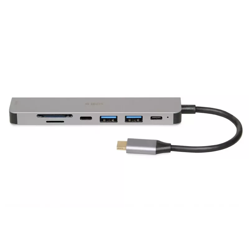 Stacja dokująca IBOX IUH3SL4K USB Type-C 5 Gbit/s, HDMI 4K@30Hz, PD do 100W, 2x USB-A, 2x USB-C, czytnik kart, srebrna