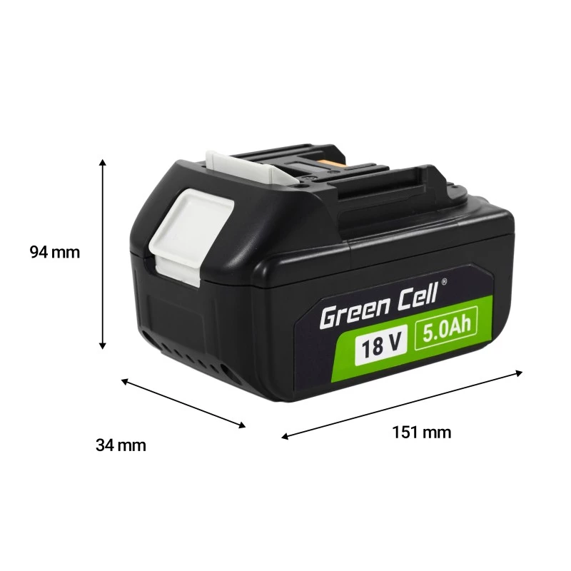 Bateria zielony Cell PTMA18V5 litowo-jonowa 5Ah 600g