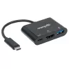 Manhattan USB-C Dock/Hub, Porty (x3): HDMI, USB-A i USB-C, 5 Gb/s (USB 3.2 Gen1 aka USB 3.0), z Power Delivery (60W) do portu USB-C (Uwaga: wymagany dodatkowy zasilacz ścienny USB-C i kabel USB-