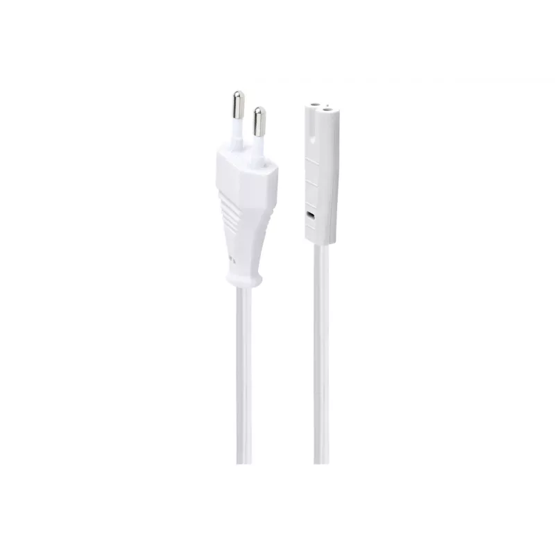Kabel zasilający Gembird PC-184/2-W — 1,8 m, wtyczka typu C do łącznika C8, biały