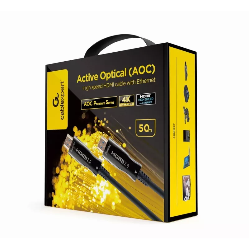 Kabel HDMI Gembird CCBP-HDMI-AOC-50M-02 50 m, HDMI Type A, HDMI 2.0, 18 Gbit/s, czarny