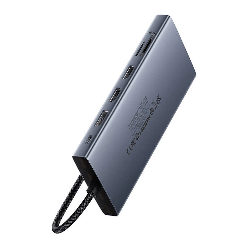 Hub 13w1 Baseus PortalJoy USB-C na HDMI+DP+VGA+C+USB+PD+RJ45+SD/TF+3,5 mm (szary)
