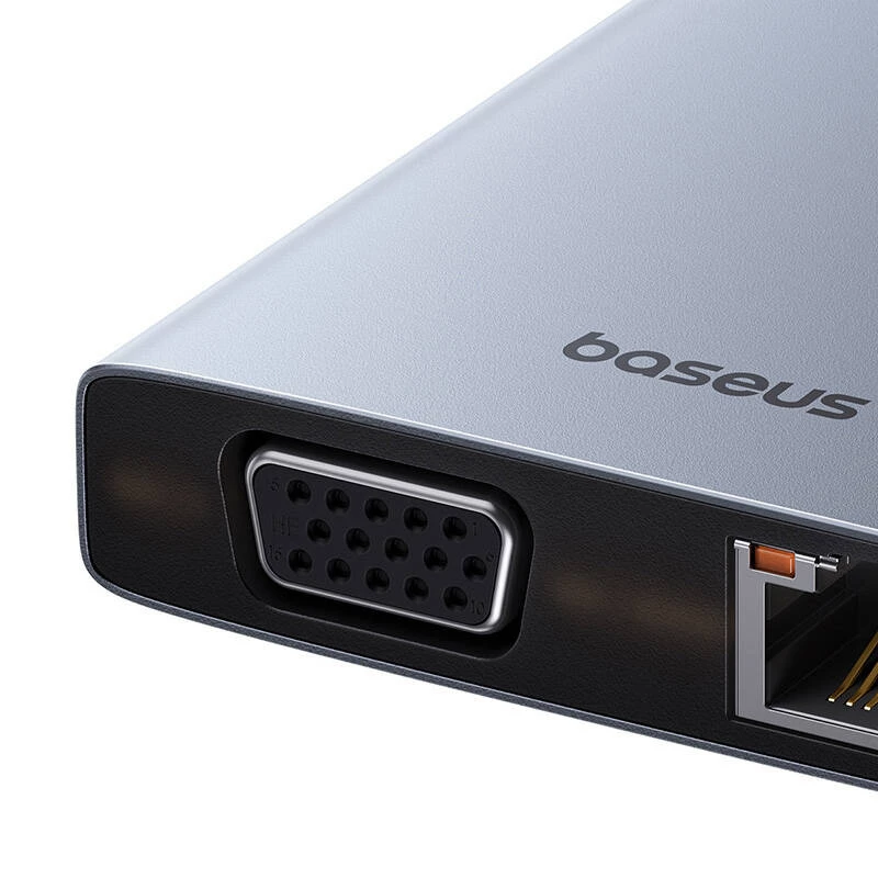 Hub 13w1 Baseus PortalJoy USB-C na HDMI+DP+VGA+C+USB+PD+RJ45+SD/TF+3,5 mm (szary)