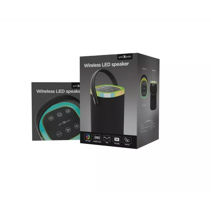 Głośnik przenośny GEMBIRD SPK-BT-LED-06, Bluetooth, wbudowane diody LED, akumulator