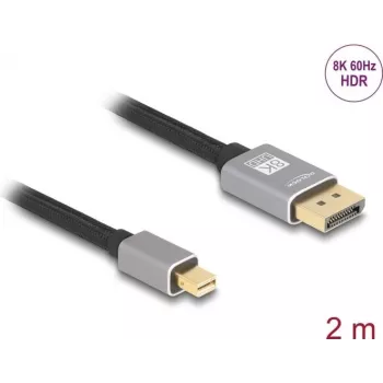 Kabel DeLOCK Mini DisplayPort na DisplayPort 8K 60 Hz 2 m szary metal