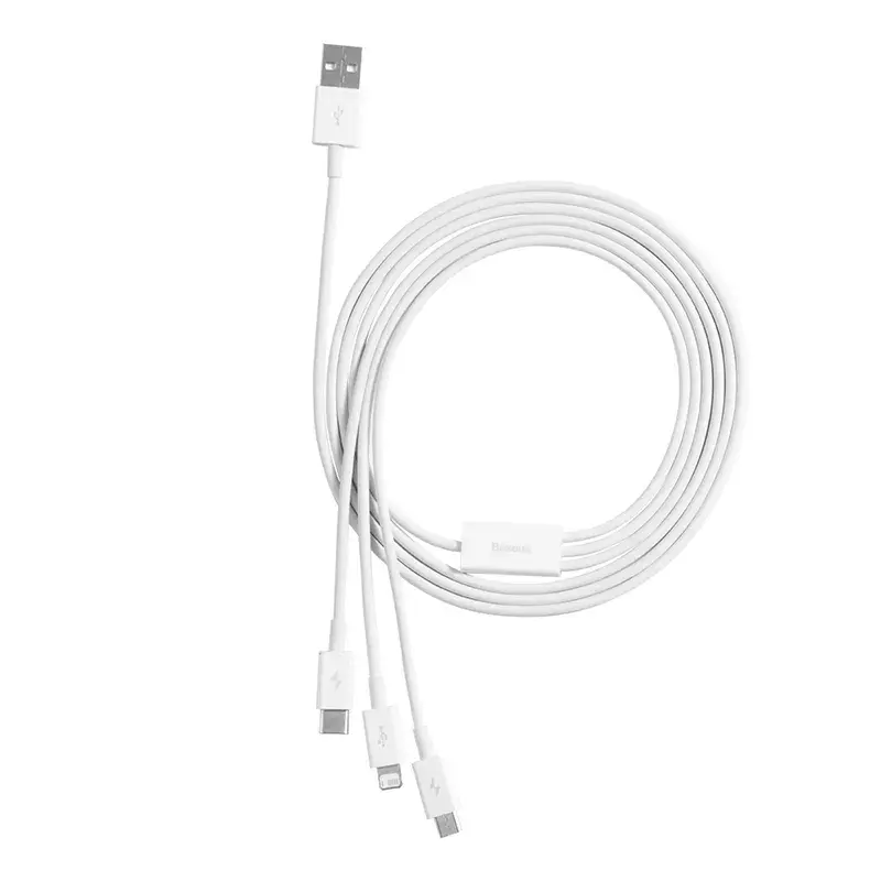 Kabel USB Baseus Superior USB 2.0 1,5 m USB A USB C/Micro USB A/Lightning Biały