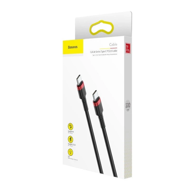 Kabel USB Baseus Cafule 2m USB C Czarny Czerwony