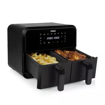 Frytkownica beztłuszczowa Princess 1.182068.01.001 dwukoszowa gorące powietrze 8 L 2400 W 220°C dotykowy LED (czarna)