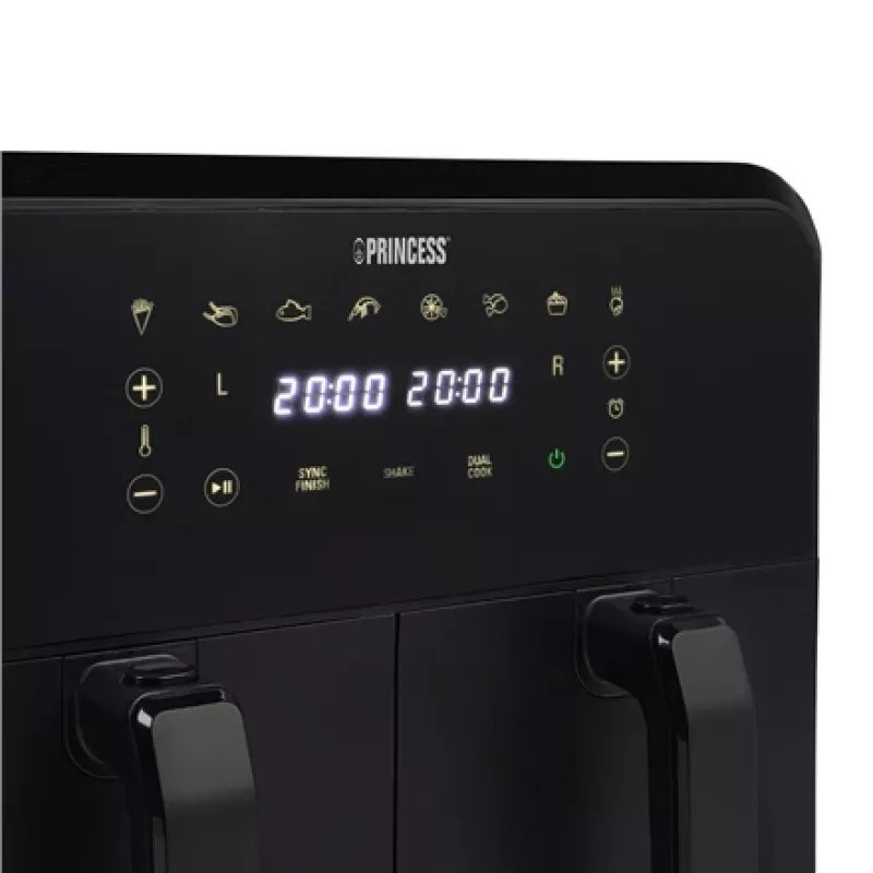 Frytkownica beztłuszczowa Princess 1.182068.01.001 dwukoszowa gorące powietrze 8 L 2400 W 220°C dotykowy LED (czarna)