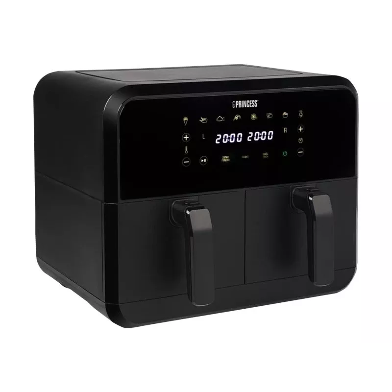 Frytkownica beztłuszczowa Princess 1.182068.01.001 dwukoszowa gorące powietrze 8 L 2400 W 220°C dotykowy LED (czarna)