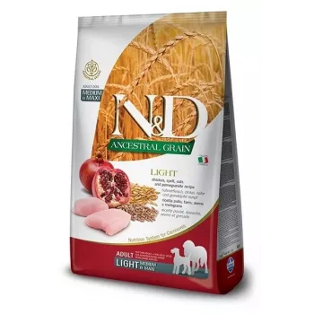 FARMINA N&D ANCESTRAL GRAIN DOG LIGHT - KURCZAK. ORKISZ. OWIES I GRANAT DLA DOROSŁYCH PSÓW RAS ŚREDNICH I DUŻYCH 12kg