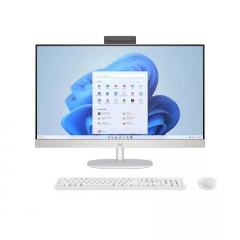 Komputer All-in-One HP 27-cr0232nw — AMD Ryzen 5 7520U, 16 GB RAM, 512 GB SSD, 27 cali FHD, Windows 11 Home, Wi‑Fi 6 (biały)