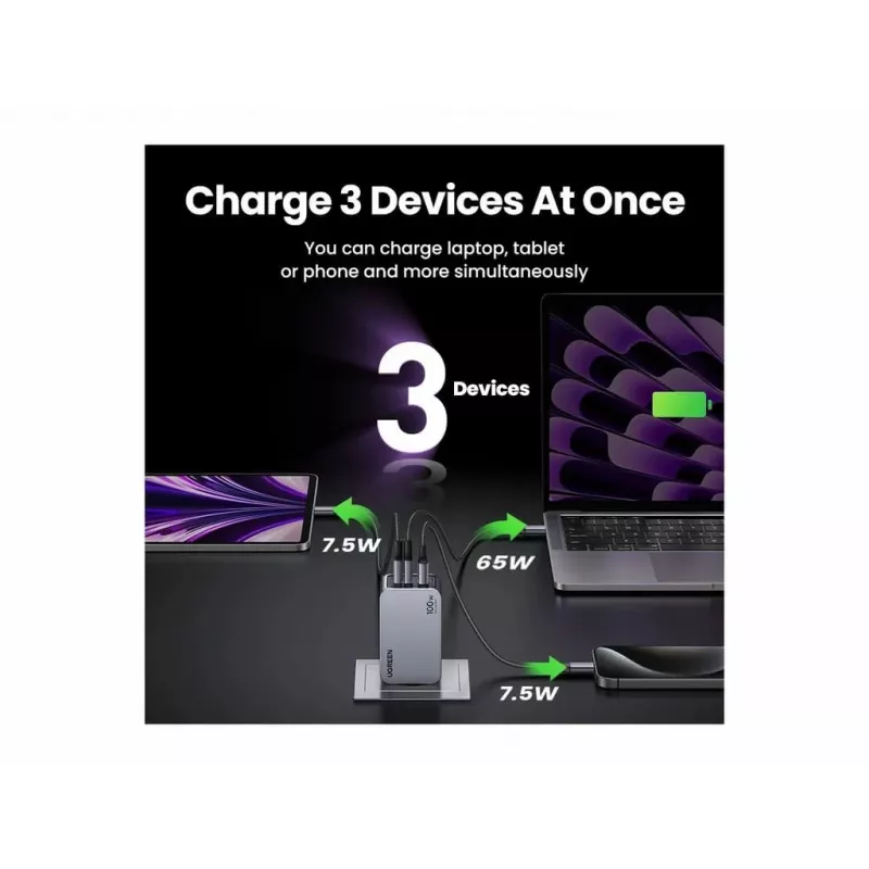 UGREEN Ładowarka sieciowa Nexode Pro 3-portowa GaN PD Szybka ładowarka 2 USB Type-C