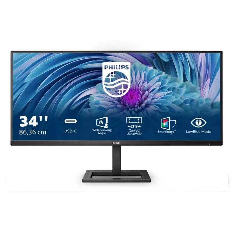 Philips E Line 346E2LAE/00 Wyświetlacz LED 86,4 cm (34) 3440 x 1440 pikseli Wide Quad HD LCD Czarny (uszkodzone opakowanie)
