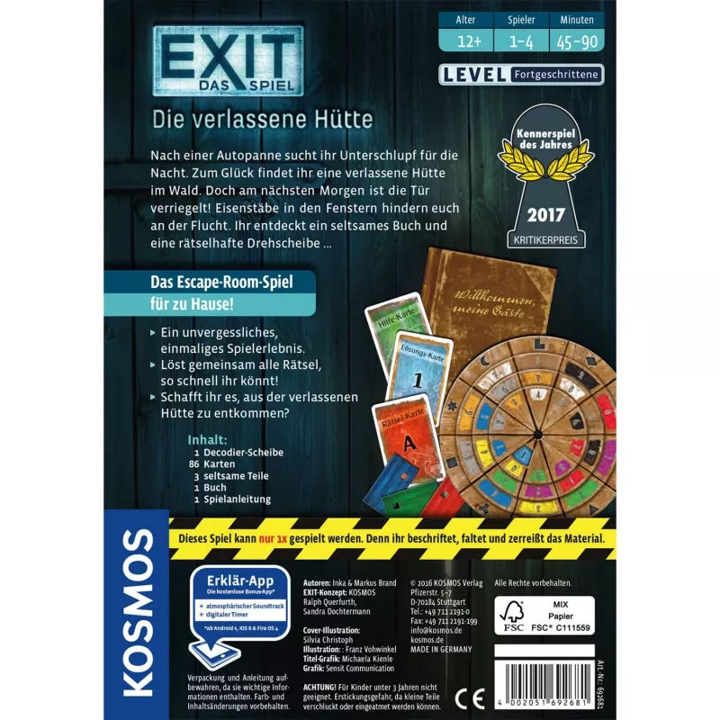 EXIT - The Game - Opuszczona chata, gra towarzyska Expert Game of the Year 2017