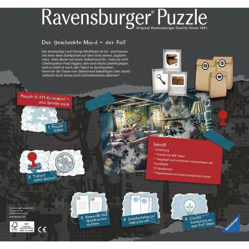 Puzzle Ravensburger Gifted Murder 264 elementy – puzzle 264 elementy, standardowe cięcie, młodzież i dorośli