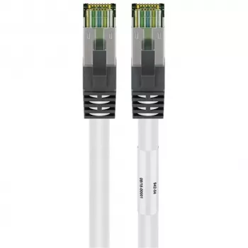 Goobay CAT 8.1 kabel krosowy, S/FTP (PiMF), biały, 0.5 m - LSZH bezhalogenowy, miedź AWG 24 (55123)