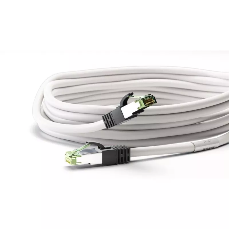 Goobay CAT 8.1 kabel krosowy, S/FTP (PiMF), biały, 0.5 m - LSZH bezhalogenowy, miedź AWG 24 (55123)