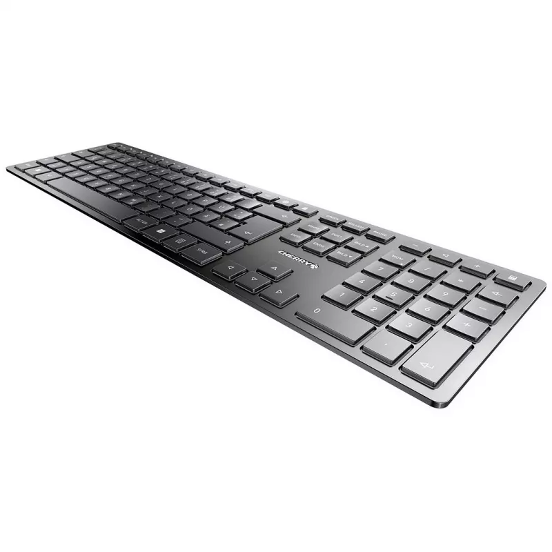 Bezprzewodowa klawiatura Cherry KW 9100 cienki Portugal Czarna — 2.4 GHz i Bluetooth, układ portugalski QWERTY
