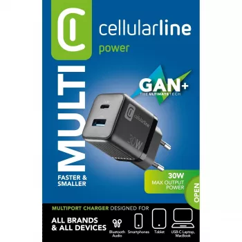 Ładowarka USB Cellularline Multipower Micro 30W GaN 2 Porty PD - Ładowarka