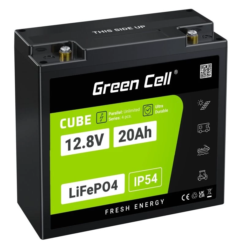 Akumulator UPS zielony Cell GC-LFPGC12V20AH litowo-żelazowo-fosforanowy 12,8 V 20 Ah, 256 Wh, 185 x 80 x 170 mm, 3 kg