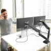 Ergonomiczne podwójne mocowanie monitora j5create JTSA102, czarne, zacisk/przelotka, 16 kg