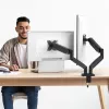 Ergonomiczne podwójne mocowanie monitora j5create JTSA102, czarne, zacisk/przelotka, 16 kg