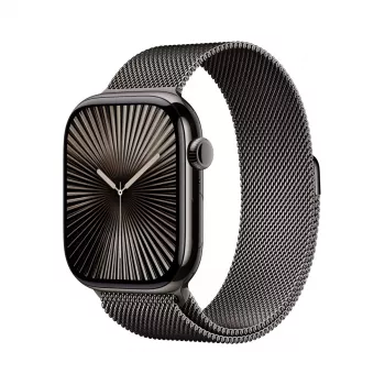 Zegarek inteligentny Apple Watch Series 10 GPS + Cellular 46mm tytanowy koperta w kolorze łupkowym z pętlą milanese w kolorze łupkowym - S/M