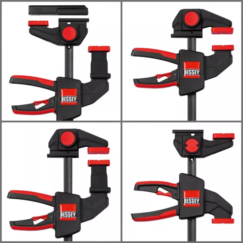 Zacisk stołowy Bessey EZR15SET jednoręczny, szerokość zacisku 150 mm, głębokość gardzieli 60 mm, czarny/czerwony