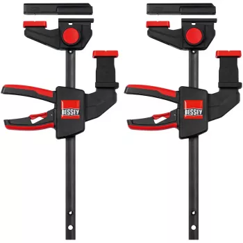 Zacisk stołowy Bessey EZR15SET jednoręczny, szerokość zacisku 150 mm, głębokość gardzieli 60 mm, czarny/czerwony