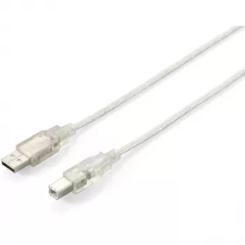 Equip - Kabel USB - USB (M) do USB Typ B (M) - USB2.0 - 5,0m - Przezroczysty srebrny (128652)