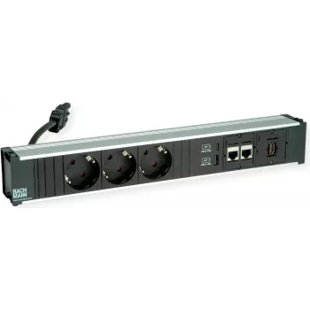 Listwa zasilająca Bachmann CONI 912.18118 z 3 gniazdami CEE7 i 2 portami sieciowymi CAT6a