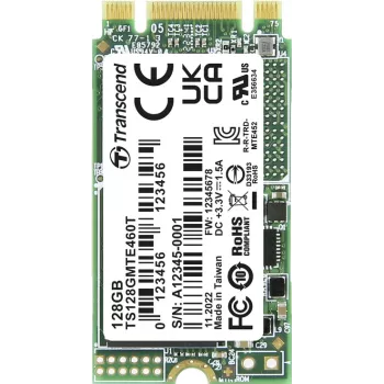 Transcend MTE460T 128 GB wewnętrzny dysk SSD M.2 PCIe NVMe 2242 PCIe NVMe 3.0 x2 przemysłowy TS128GMTE460T (TS128GMTE460T)