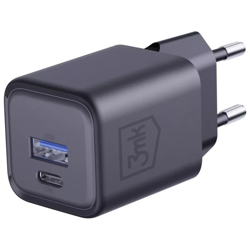 Ładowarka 3MK Hyper Charger PD 33W GaN QC4+ czarna — szybka ładowarka PD 33 W z technologią GaN