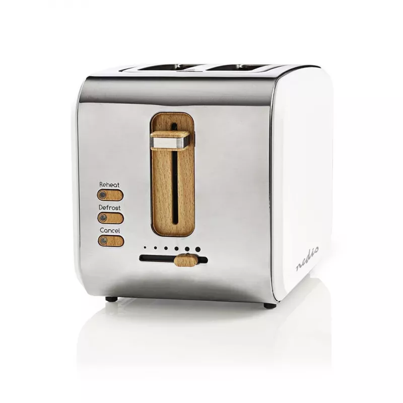 Toster Nedis KABT510EWT — 2-kromkowy, obudowa ze stali nierdzewnej, 900 W, biały