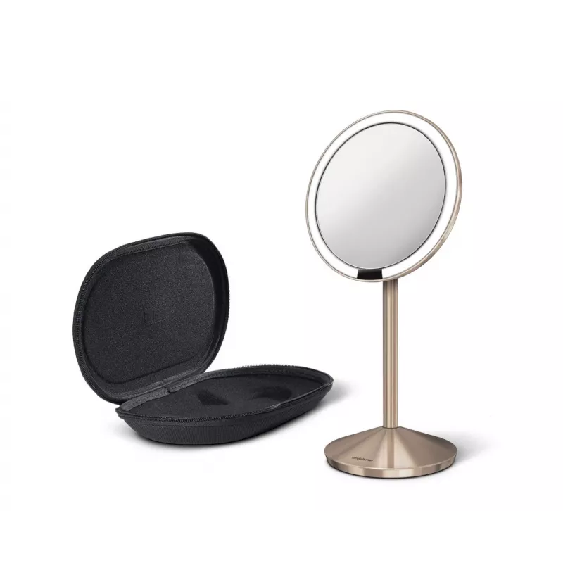 simplehuman Składane lusterko z czujnikiem, 12 cm, akumulatorowe, stal nierdzewna w kolorze różowego złota