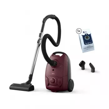 Odkurzacz bezworkowy AEG AB51C1DR5B — suche 3 l worek na kurz, 750 W, filtr higieniczny, czerwony
