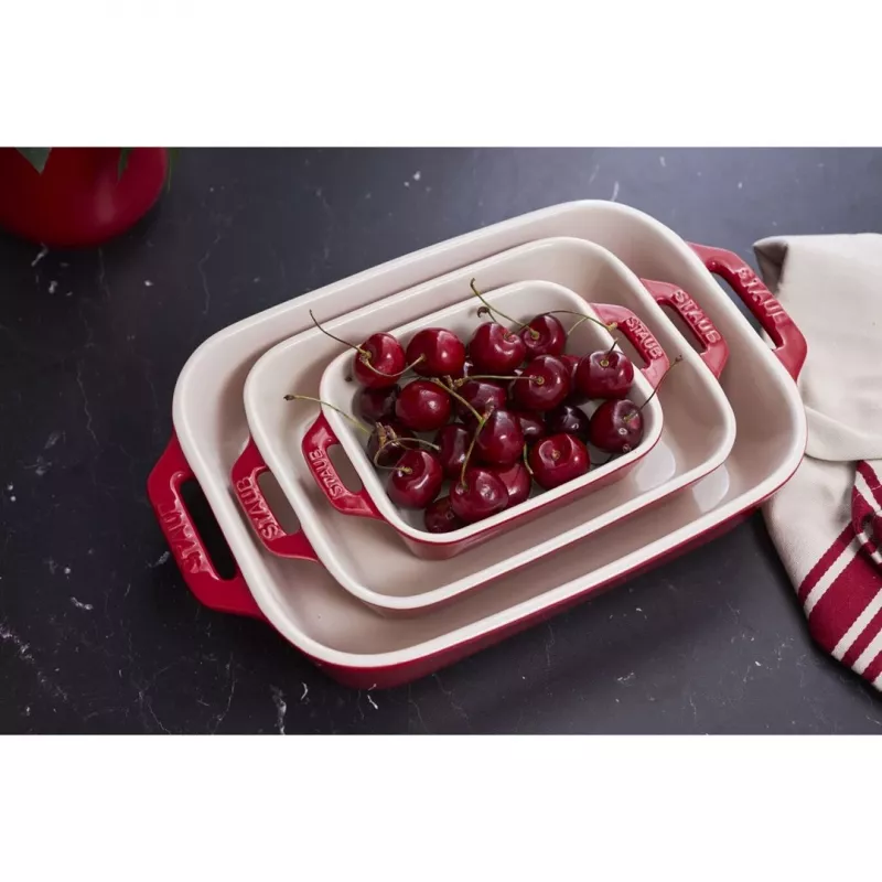 ZWILLING Staub Ceramiczny prostokątny zestaw do pieczenia 3 szt., czerwony, maks. 300°C