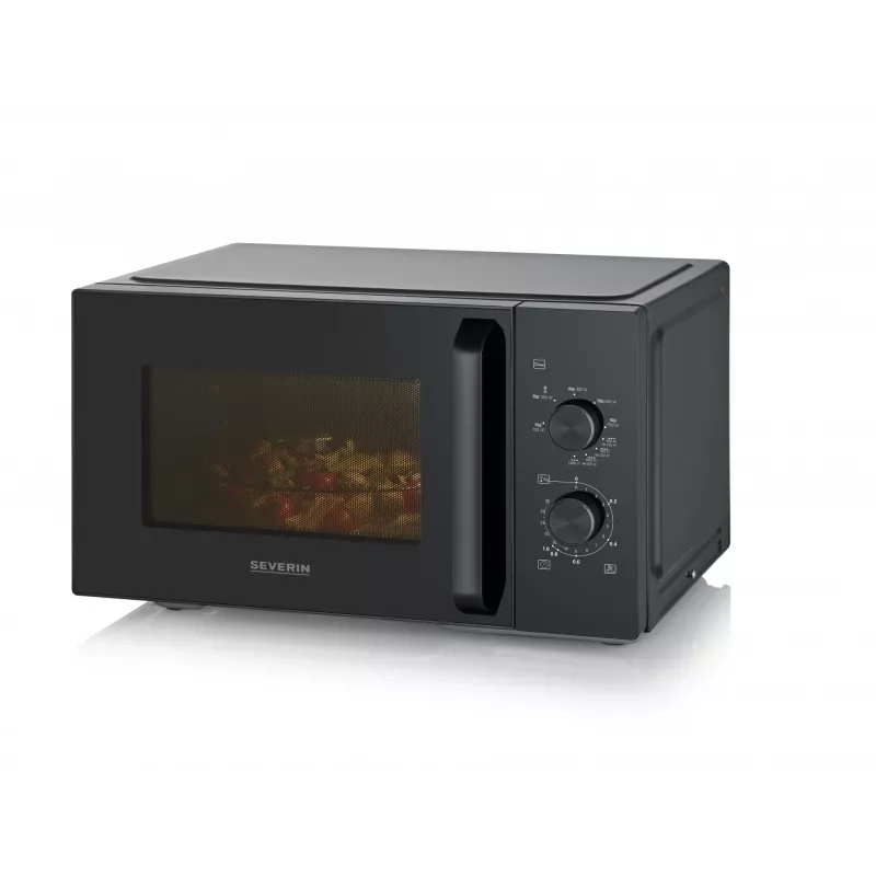 Kuchenka mikrofalowa z grillem SEVERIN MW 7792, wolnostojąca, 20 l, 900 W, czarna, przyciski i pokrętło