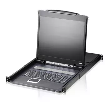 Przełącznik KVM ATEN CL1308N 8-portowy, klawiatura i mysz USB/PS/2, 19-calowy LCD, 1U rack, czarny