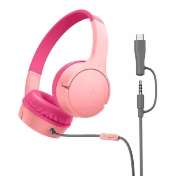 Belkin SoundForm przewodowe słuchawki nauszne dla dzieci, różowe AUD010HQPK