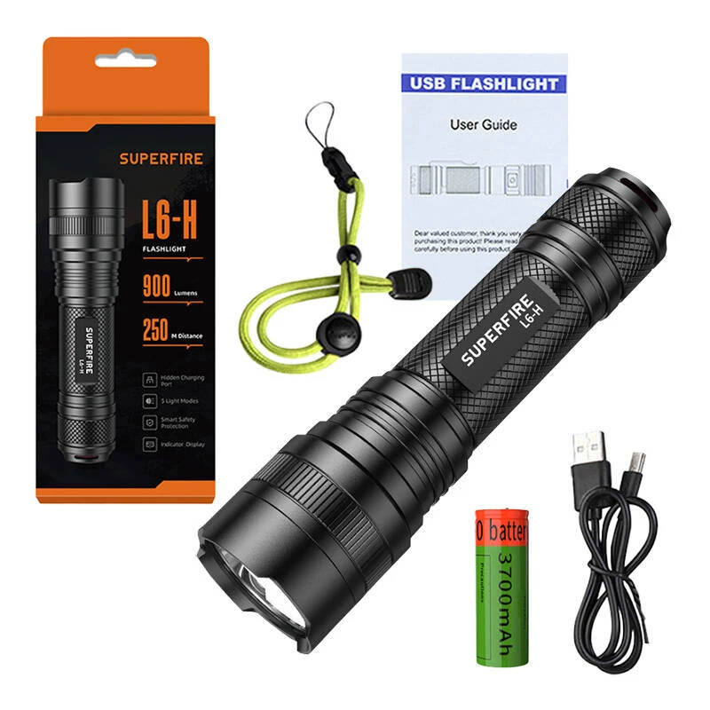Latarka Superfire L6-H — ręczna latarka LED 900 lm, 15W