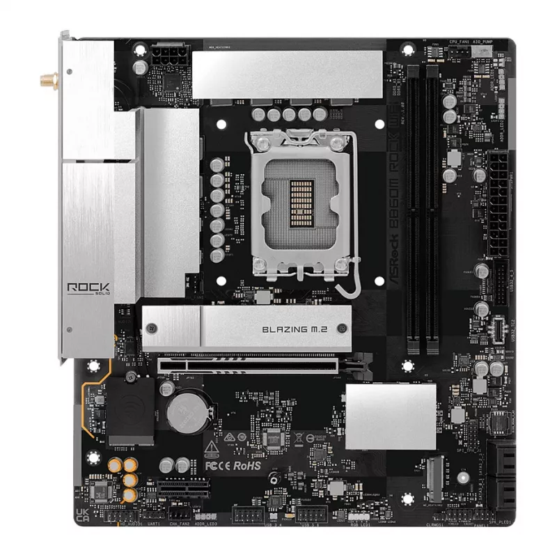 Płyta główna ASRock B860M Rock WiFi (mATX, Intel LGA 1851, DDR5, HDMI, DisplayPort)