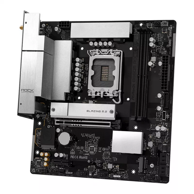 Płyta główna ASRock B860M Rock WiFi (mATX, Intel LGA 1851, DDR5, HDMI, DisplayPort)