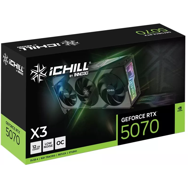 Karta graficzna Inno3D iChill GeForce RTX 5070 X3 — 12 GB GDDR7, 192-bit, PCIe 5.0