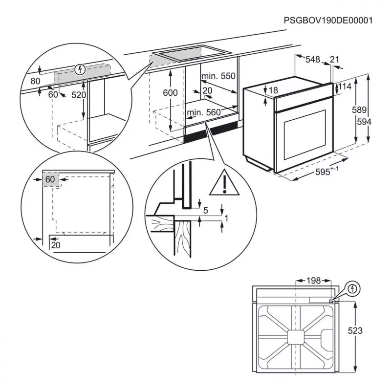 Piekarnik elektryczny do zabudowy AEG Series 5000 OU5AB20SM — 72 L, A+, stal nierdzewna/czarny, sterowanie dotykowe i pokrętła