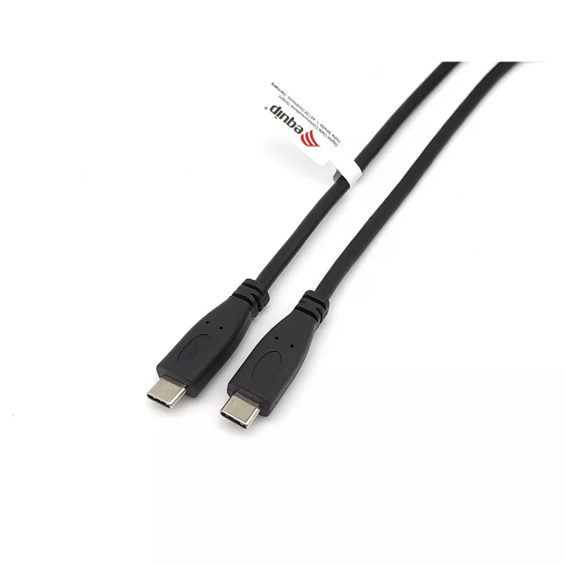 Kabel EQUIP USB 2.0 Typ-C na Typ-C M/M 0,3 m PD 60 W, 0,48 Gbit/s, styki niklowane, czarny